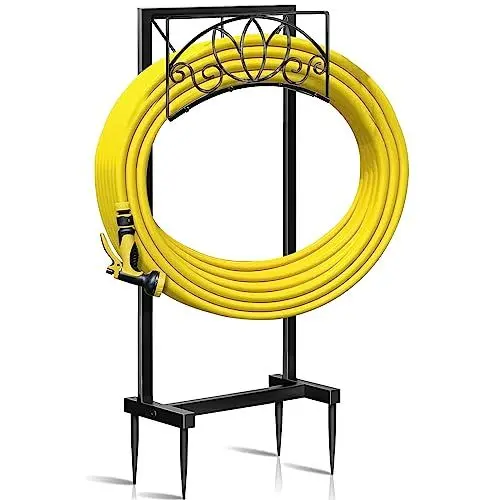 Produktbild: VeyFolzin.st Gartenschlauchhalter, Schlauchhalter Freistehend, Abnehmbares Metall Gartenwasserschlauch Aufbewahrungsorganizer, Heavy Duty Gartenrohrständer (Schwarz)