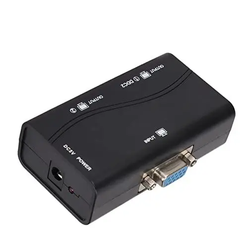 Produktbild: VGA-Splitter 1 in 2 Out, 1080P High-Definition-Video-Splitter, Vergoldete Schnittstelle, ABS-Gehäuse, Plug-and-Play, 40 M/131,2 Fuß Fernübertragung