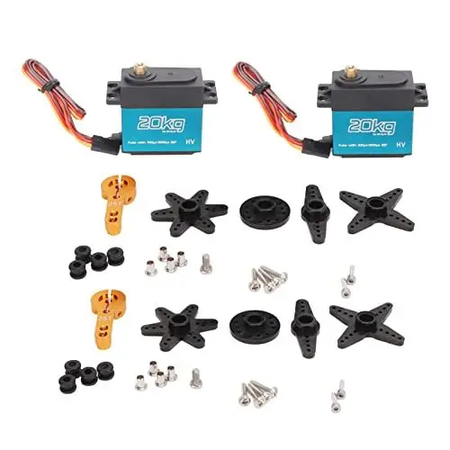 Produktbild: VGEBY 20 Kg Servo, 2 Stück RC Metal Gear Digital Servo mit 25T Metall Servoarm für 1/10 1/12 RC Auto Auto Modelle
