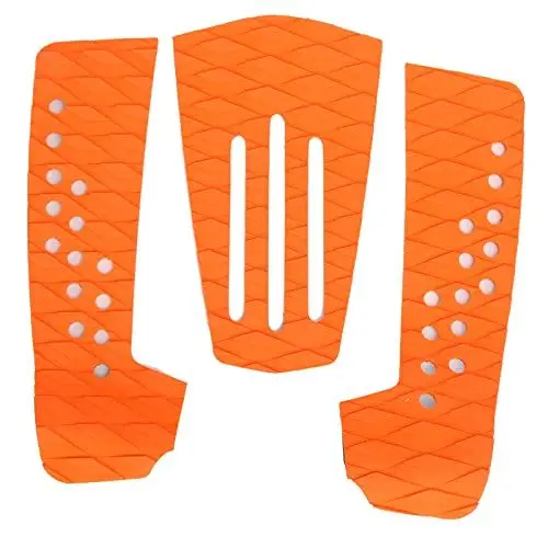 Produktbild: VGEBY 3 teilige Eva Surfboard Deck Traction Pads mit Geschlossener Blasenstruktur, Feuchtigkeitsbeständige Surfdeckmatte für Skimboard Longboard Zubehör(Orange) Sportinggoods Surf Segelboot