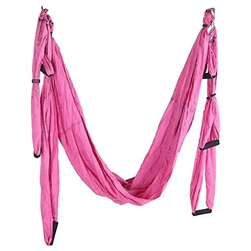 Produktbild: VGEBY Aerial Yoga Hängematte Ultraleichte Anti Gravity Yoga Schaukel Aerial Pilates Schaukel Set Home Fitness Zubehör Traggewicht 300kg(Rosa)