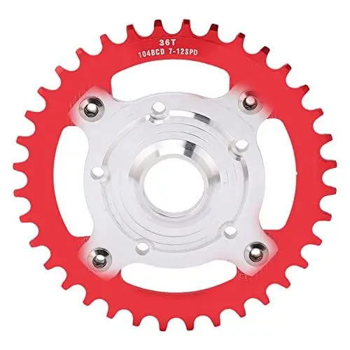 Produktbild: VGEBY Fahrrad-Kettenblatt, 104 BCD 36T Kettenblatt-Umrüstsatz Aluminiumlegierung Kettenblatt-Spinnen-Adapter-Kit mit Mittlerem Antrieb für Elektrofahrräder(Rot) Elektrische Fahrräder