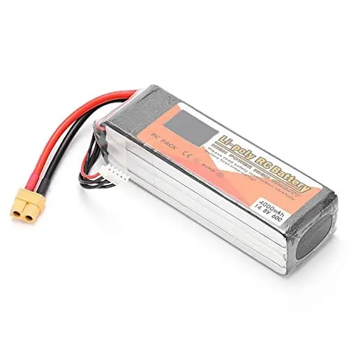Produktbild: VGEBY Lipo Akku, Lipo Akku mit XT60 Stecker 14.8V 4000mAh 4S 60C Lipo Akku Pack mit XT60 Stecker RC Akku für RC Auto Boot Hubschrauber Drohnen