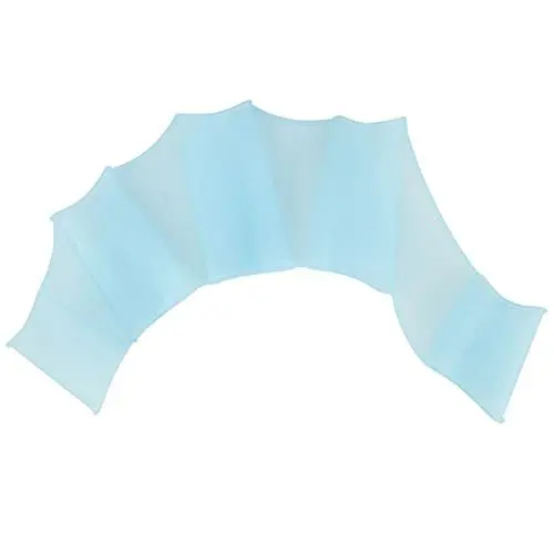 Produktbild: VGEBY Paar Handschuhe mit Schwimmhäuten Blaue Silikagel Schwimmflossen Hand 1 Paar Handschuhe mit Schwimmhäuten Fingerschwimmen Tauchflossen Schwimmflossen Handpaddel(L)