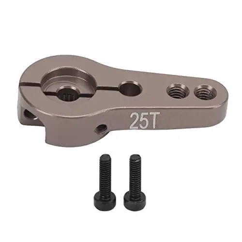 Produktbild: VGEBY RC Car Servo Horns, Aluminium Servos Motor Einstellbarer 25T Spline M3 Gewinde Lenkservoarm für AXI90075 AXI90104 AX90058 RC Car(Titanfarbe) Auto Modelle