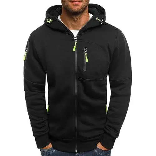 Produktbild: VgguDoe Kapuzenjacke Herren,Sweatshirts für Herren,Zipper Hoodie,Hoodies für Männer,Sportjacke,Outdoorjacke,Bequme Kapuzenpullover 1-2-schwarz 3XL
