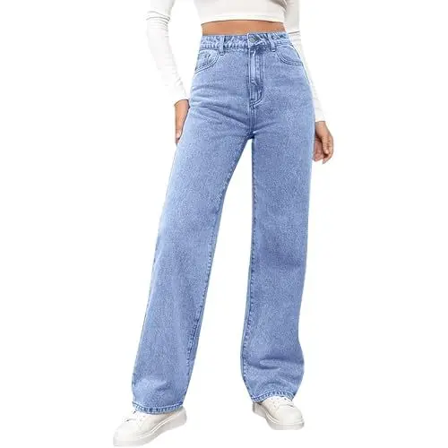 Produktbild: VgguDoe Straight Leg Jeans Damen,Baggy Jeans Damen High Waist,Klamotten Teenager Mädchen,Leichte Sommerjeans Frauen,Hosen für Mädchen,Hosen Women Elegant bu2 S
