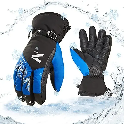 Produktbild: Vgo... 1Paar -20℃/-4°F oder darüber Skihandschuhe für Männer aus Rindsleder, Schnee-Handschuhe, wasserdichte Outdoor-Handschuhe, 3M Thinsulate (CA2473FLWP)