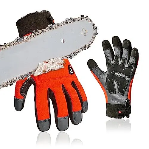 Produktbild: Vgo... 1Paar Kettensägen & A5 Schnittfeste Handschuhe, Sicherheitshandschuhe,Mechanikerhandschuhe，12-Schicht Schutz auf beiden Händen,Rindsleder (CA9760CSA5)