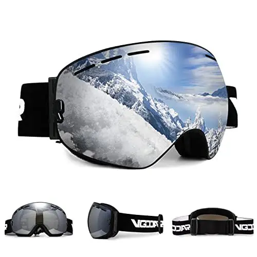 Produktbild: Vgooar OTG Skibrille, Randlose Skibrille mit Anti-Fog-Beschichtung Doppelscheibe, 100% UV400 Schutz Ski Snow Brille für Herren/Damen