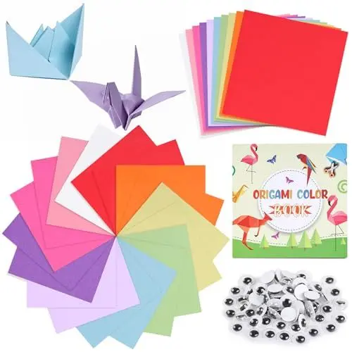 Produktbild: VGOODALL 250 Blatt Origami Faltpapier, 15 x 15cm Farbige Origami Papier für Kinder Doppelseitiges farbiges Origami-Set Wackelaugen