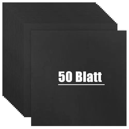 Produktbild: VGOODALL 50 Blatt Schwarz Tonpapier, 30,5 x 30,5cm Konstruktionspapier Schwarz Scrapbook-Papier Kartonpapier für Basteln Kartenherstellung