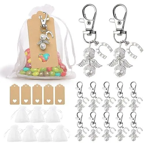 Produktbild: VGOODALL Gastgeschenke Hochzeit, 30 Stücke Schutzengel Anhänger +Organza Beutel +Kraftpapier Anhänger für Abschiedsgeschenk Glücksbringer Gastgeschenke Taufe Konfirmation Einschulung
