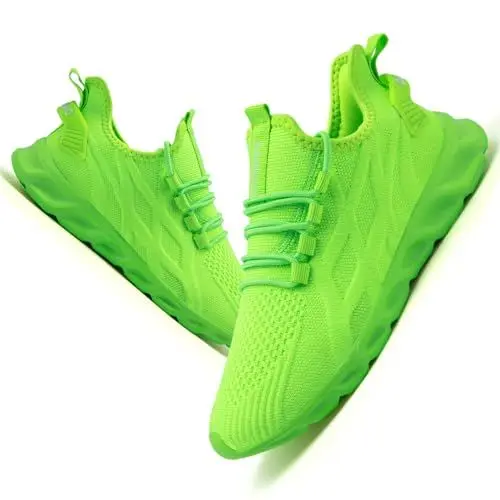 Produktbild: VGPSFN Herren Laufschuhe Sneakers Schuhe Sportschuhe Turnschuhe Straßenlaufschuhe Joggen Tennis Walkingschuhe Slip on Wandern Leichte Atmungsaktive Freizeit Lauftraining Gym Sport Helles Grün EU 44