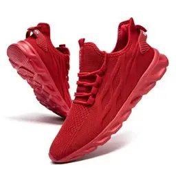 Produktbild: VGPSFN Herren Laufschuhe Sneakers Schuhe Sportschuhe Turnschuhe Straßenlaufschuhe Joggen Tennis Walkingschuhe Slip on Wandern Leichte Atmungsaktive Freizeit Lauftraining Gym Sport Rot EU 43