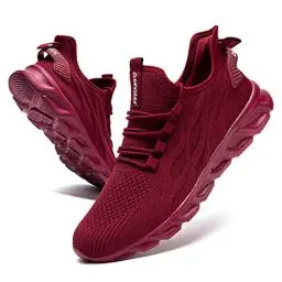 Produktbild: VGPSFN Herren Laufschuhe Sneakers Schuhe Sportschuhe Turnschuhe Straßenlaufschuhe Joggen Tennis Walkingschuhe Slip on Wandern Leichte Atmungsaktive Freizeit Lauftraining Gym Sport Rotwein EU 46