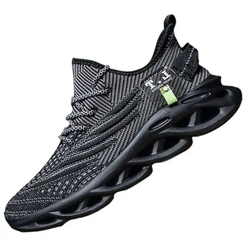 Produktbild: VGPSFN Herren Schuhe Laufschuhe Turnschuhe Sportschuhe Sneaker Freizeit Bequeme Tennis Fitness Fitnessstudio Schuhe Outdoor Leichte Männer Modisch Atmungsaktiv Mesh Schwarz 42