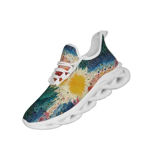 Produktbild: VGPSFN Herren Schuhe Laufschuhe Turnschuhe Sportschuhe Sneaker Freizeit Bequeme Tennis Fitness Fitnessstudio Schuhe Outdoor Leichte Männer Modisch Atmungsaktiv Mesh Sonnenblume-Gelb-Blau 39