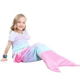 Produktbild: VHOME Kinder Meerjungfrau Decke Geschenke - Warmes Wohnzimmer Sofa Decke Kinder Kuscheldecke Für Weihnachts Geburtstagsgeschenk (K1-Rosa, Kinder 120cm x 48cm)