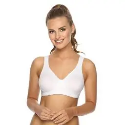 Produktbild: VIANIA! Sport BH I Gemoldeter BH ohne Bügel I Atmungsaktiver Sport-BH Medium I Wandern & Golfen & Reiten & Tanzen I Schnelltrocknend I 14750 (110B, Weiß)