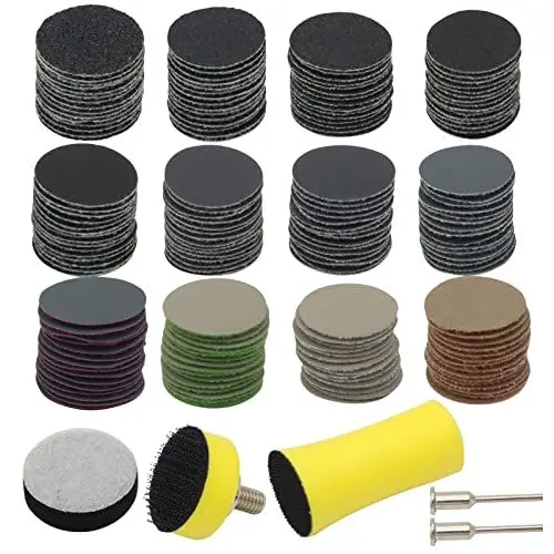 Produktbild: VIBRATITE 185 Stück Schleifscheiben 25mm Klett Nasse Trockene Schleifpads, (Körnung 60-10000) Sandpapier Schleifwerkzeug Mit 1/8 Zoll-Schaft für Holz Metall Spiegel Schmuck Polieren