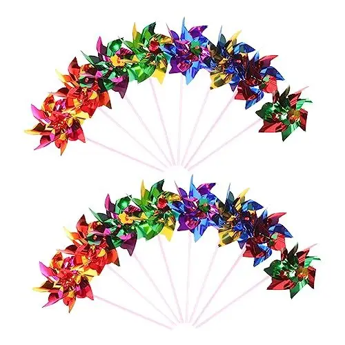 Produktbild: VICASKY 100 STK Kleines Windmühlenspielzeug Stifträder Räder Für Den Garten Kinderspielzeug Pfahl Windmühle Outdoor Windrad Spielzeug Windspielzeug Regenbogen-windrad-einsätze Mini Plastik