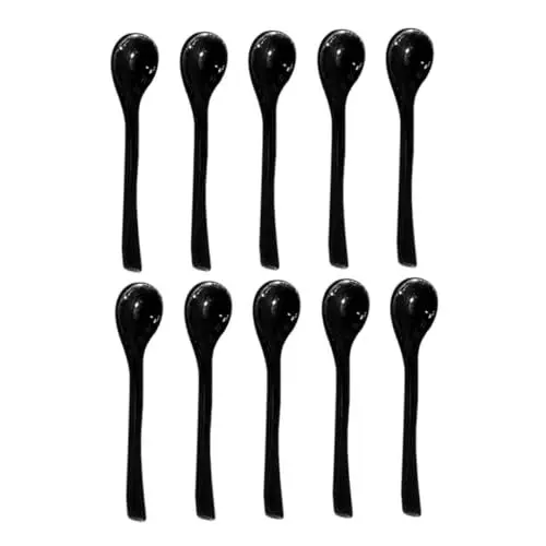 Produktbild: VICASKY 10st Mini-eisportionierer Zuckerlöffel Nudellöffel Miso-löffel Chinesischer Suppenlöffel Löffel Für Puppenstuben Mini-hausverzierung Gewürzlöffel Winzige Löffel Dekor Black Harz