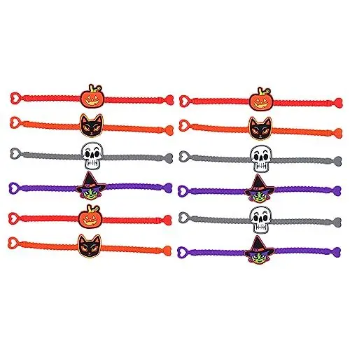 Produktbild: VICASKY 12st Halloween-armband Armbänder Kinderarmband Halloween-party-kostüm-requisiten Fingerring Armband Halloween-schmuck Urlaub Klaps Armband Für Kinder Druckknöpfe Weiches Gummi