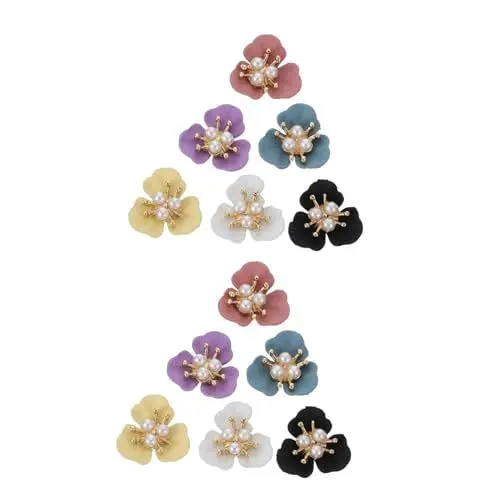 Produktbild: VICASKY 12stücke Nagelkunst Dekorationen Blüten Und Perlen-charm Für Kreative Maniküre Für Partys Und Persönliche Designs