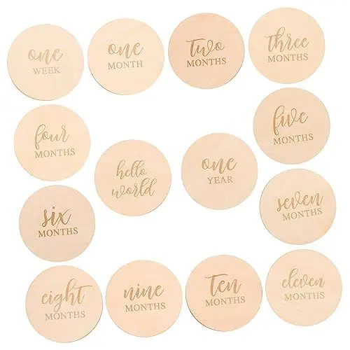 Produktbild: VICASKY Infant Discs Set 14 Stücke Neugeborenen Baby Holz Karten Baby Dusche Dekorationen