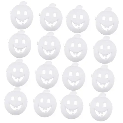 Produktbild: VICASKY 16 Stk DIY-Maske Kürbis Dekorationen Halloween-Maske für Kinder Abschlussball Maske halloween dekoration halloween-dekoration leere Kürbismaske Halloween-Kürbismaske Zellstoff Weiß