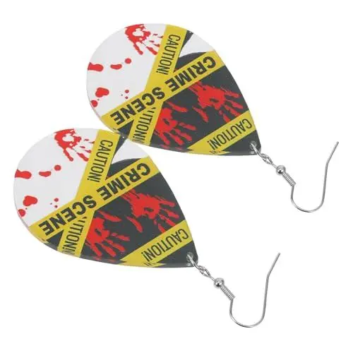 Produktbild: VICASKY 1 Paar Halloween-Ohrringe Tatort-Ohrringe Detektiv-Ohrringe Gothic-Ohrringe Halloween Ohrringe Set Acryl Ohrringe Ohrschmuck aus Acryl Acryl-Ohrring-Anhänger Ohrstecker Eisenhaken