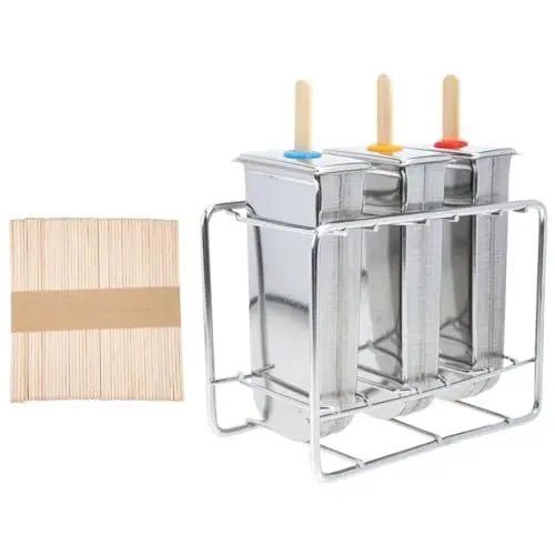 Produktbild: VICASKY 1 Satz Eiscreme Maschine aus mit Holzstielen Runde Formen für Selbstgemachte Popsicles Kompakt und Leicht für Familien