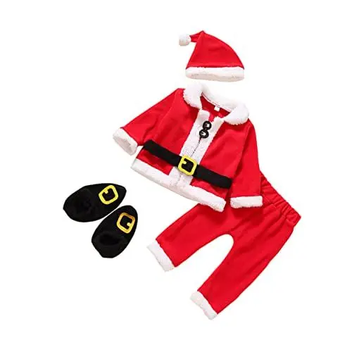 Produktbild: VICASKY 1 Satz Vierteiliges Weihnachtsset Junge verkleiden kostüm Weihnachtsmann-Cosplay-Anzug weihnachtsanzug Kinder weihnachtskleider Kinder Weihnachtskleidung Weihnachtsmann-Kleidung