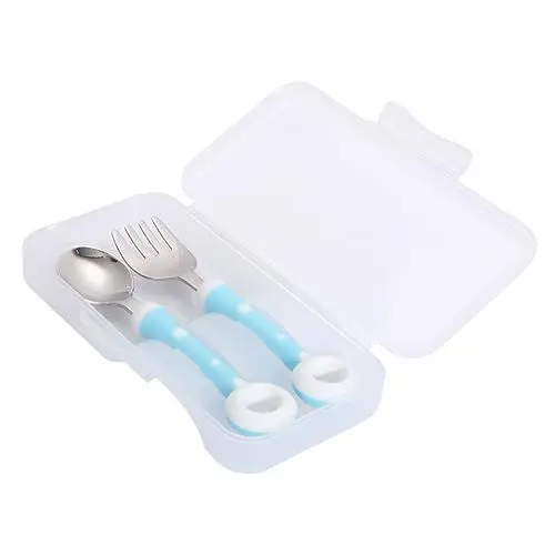 Produktbild: VICASKY 1satz Edelstahl Kinderbesteck Set Teilig Löffel Und Für Kleinkinder - Mit Praktischem Aufbewahrungsbox Für Zu Hause Und Unterwegs Farbenfrohes Design Für Junge Mädchen