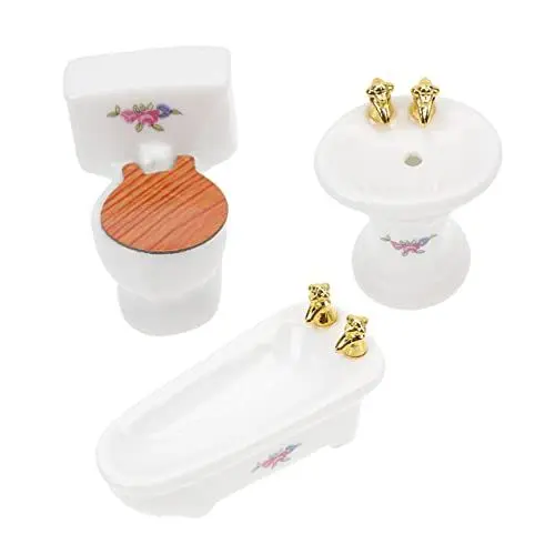 Produktbild: VICASKY 1satz Miniatur Badezimmer Möbel Teiliges Keramik Toiletten Für Puppenhaus Dekorativer Badewannen Zubehör Für Puppenhaus Und Miniatur Wohnaccessoires