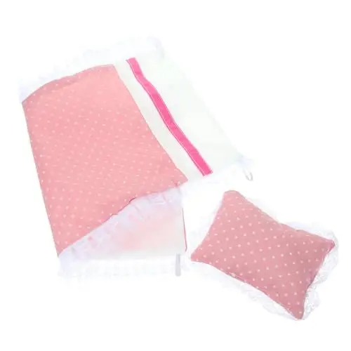 Produktbild: VICASKY 1 Set Puppen Bettlaken Steppdecke Zubehör Set Miniatur Bettwäsche Set 18 Zoll Puppenbett Mini Bettwäsche Puppenbettchen Rosa Puppenhaus Schlafzimmer Deko Zubehör