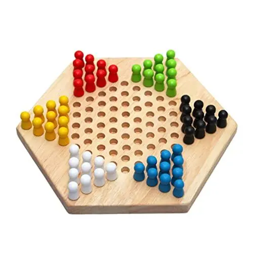 Produktbild: VICASKY 1stk Sechseckige Dame Aus Holz Interaktive Spiele Für Kinder Chinesisches Damespiel Chinesische Dame-stöpsel Lernspielzeug Kinder Dame Tobots Spielzeug Spiele Für 2 Spieler Hölzern
