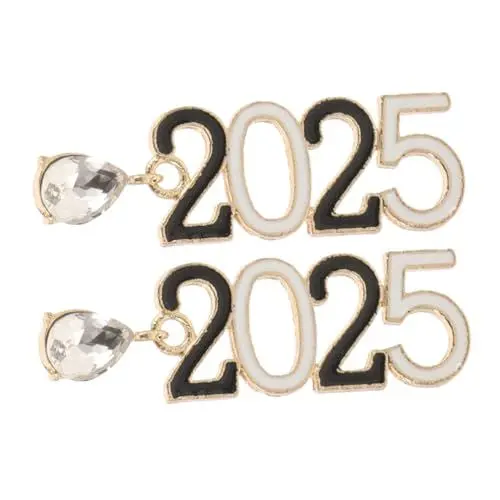 Produktbild: VICASKY 2025 Weihnachtsparty-ohrringe Urlaubsparty-accessoires Strass-ohrringe Partyzubehör Für Das Neue Jahr Ohrringe Mit Strassperlen Neujahr Ohrringe Graduierung Tropfenohrringe Metall
