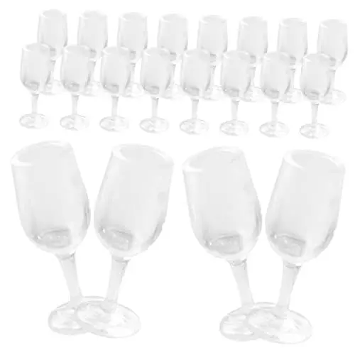 Produktbild: VICASKY 20stücke Miniatur Wein Gläser Transparente Puppenhaus Zubehör Für Mini Landschaftsdekoration Spielzeug Accessoires Für Projekte