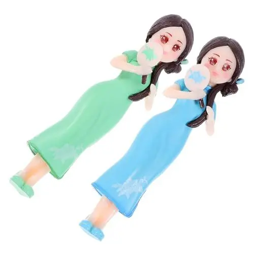Produktbild: VICASKY 2St Mikro-Landschaftspuppe Jalousien-Box-Puppe Statue eines chinesischen Mädchens Wohnkultur Kunsthandwerk Porzellanpuppen Ladendekoration kleines Mädchen Cheongsam Sammlung