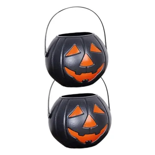 Produktbild: VICASKY 2 Stück Halloween-kürbis-Eimer Süßigkeitenbehälter Dreieckige Augen Schwarz Klein Für Halloween-Party-Dekoration Aufbewahrung