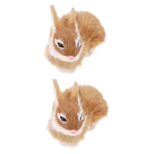 Produktbild: VICASKY 2 STK Lebensechtes Kaninchen Osterhasenfigur Mini-plüschkaninchen Gefüllter Hasenplüsch Hase-Kaninchen- Simulations-kaninchenspielzeug Plüschhase Plüschfigur Spielzeug Khaki