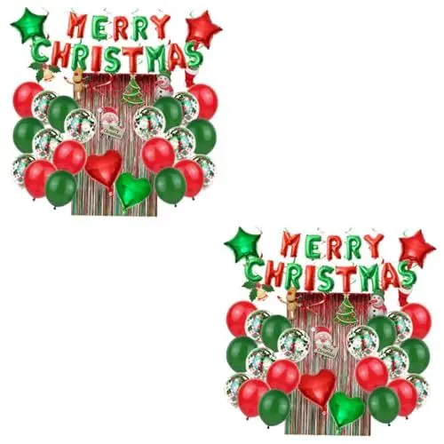 Produktbild: VICASKY 2sätze Weihnachtliches Teiliges Aluminiumfolie Ballons Festliche Deko Für Ihre Party Regenvorhang Sternen Und Herzballons