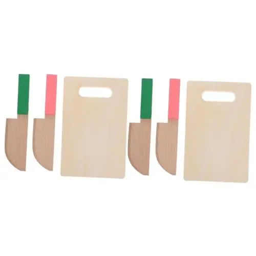 Produktbild: VICASKY 2 Sets Kinderspielzeug Holzschneidebrett Spielzeugküche Holzschneider Kinderküche Spielzeugschneider Kinderkochspielzeug Holzschneider Requisite Wiederverwendbarer