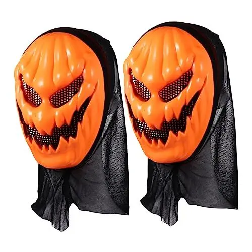 Produktbild: VICASKY 2 Stück Gruselige Halloween Maske Oper Maskerade Maske Kunststoff Halloween Kürbismaske Orange Halloween Kürbismaske