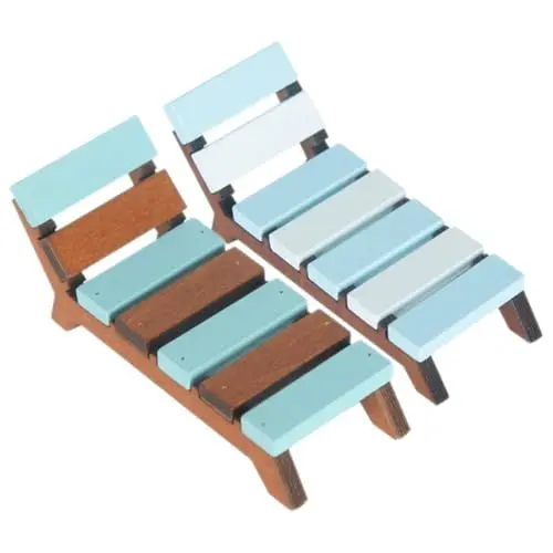 Produktbild: VICASKY 2-teiliges Miniatur-puppenhausmöbel-Set Mini-strandkorb-Lounge Maßstab 112 Miniatur-strandkorb-Modell Für Rollenspiele Und Dekoration