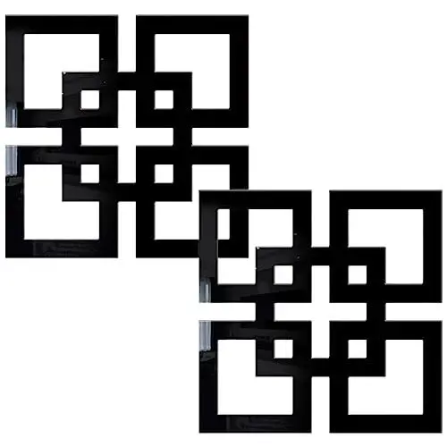 Produktbild: VICASKY 2 Stücke Spiegel Wandaufkleber Rahmenlose Spiegelfliesen Schwarz Spiegel Wand Geometrische Spiegel Fliesen Wandspiegel Niedlich Küche Spiegel Dekoration Holz Haushalt