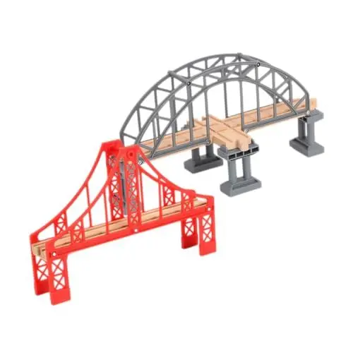 Produktbild: VICASKY 2st Eisenbahnbrückenmodell Holz-kreuzeisenbahn-Spielzeug Hölzerne Eisenbahnbrücke Modell Einer Eisenbahnbrücken Aus Holz Eisenbahnbrücke Aus Holz Züge Kreuzen Hängebrücke Plastik