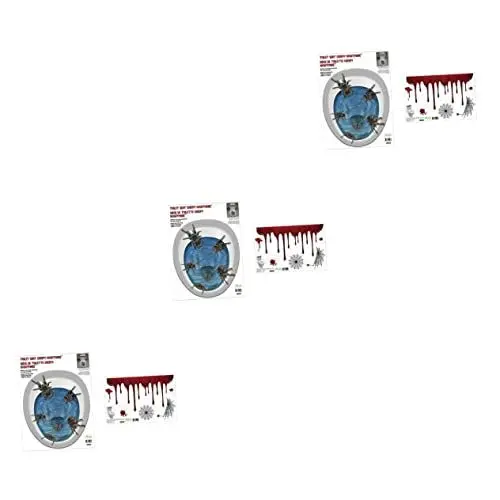 Produktbild: VICASKY 3 Sätze Halloween Thriller Spinnen Aufkleber Toiletten Aufkleber Toilettenaufkleber Mit Blutflecken Halloween-dekorationsfreigabe 3d Erdfarben Pvc Dekorative Aufkleber